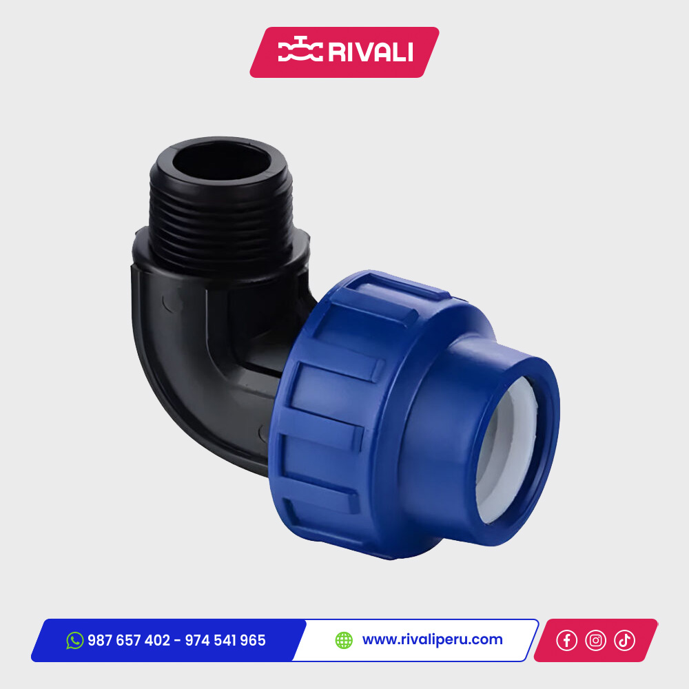 Codo 90° Rosca Macho HDPE